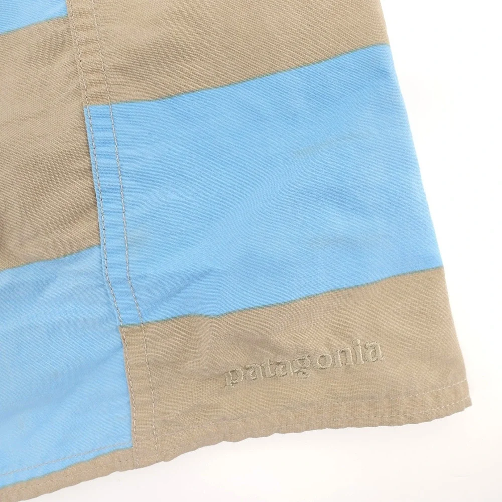 Patagonia‎ Minimalist Wavefarer Striped Board Shorts Blue Tan Mens Size 33